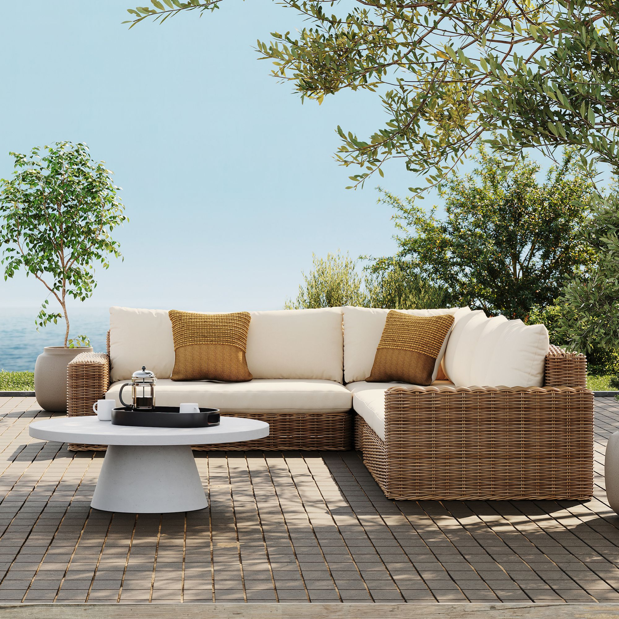 Balinese Wicker Left Arm Sofa