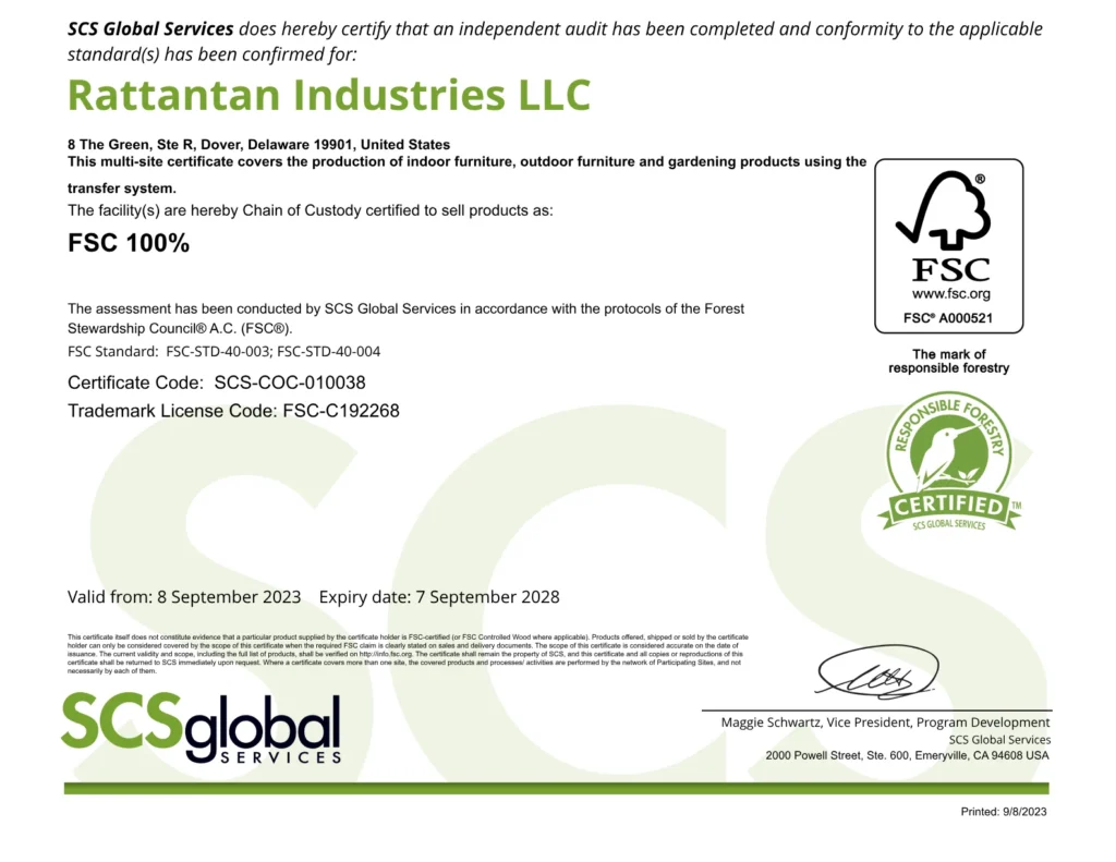 COC Certificate Rattantan Industries LLC 1